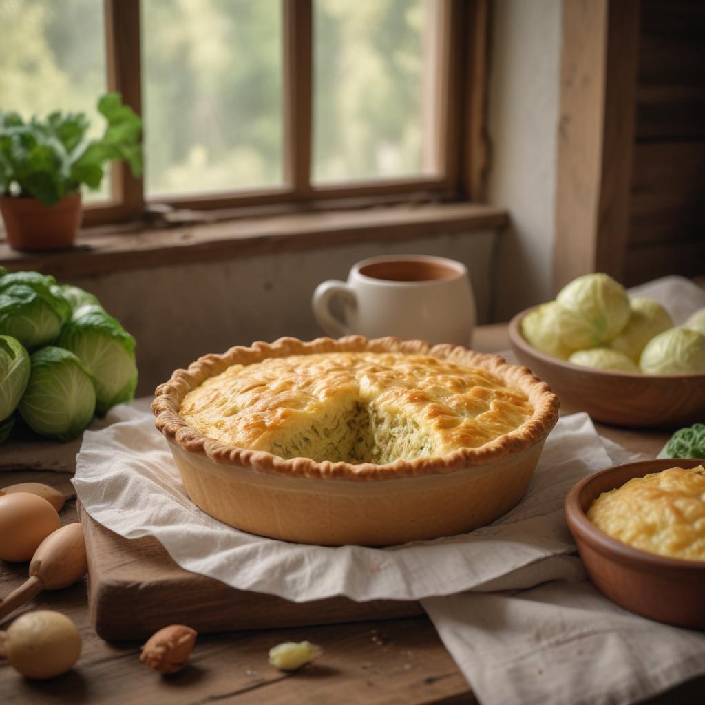 Заливной пирог с капустой на кефире — простой пошаговый рецепт